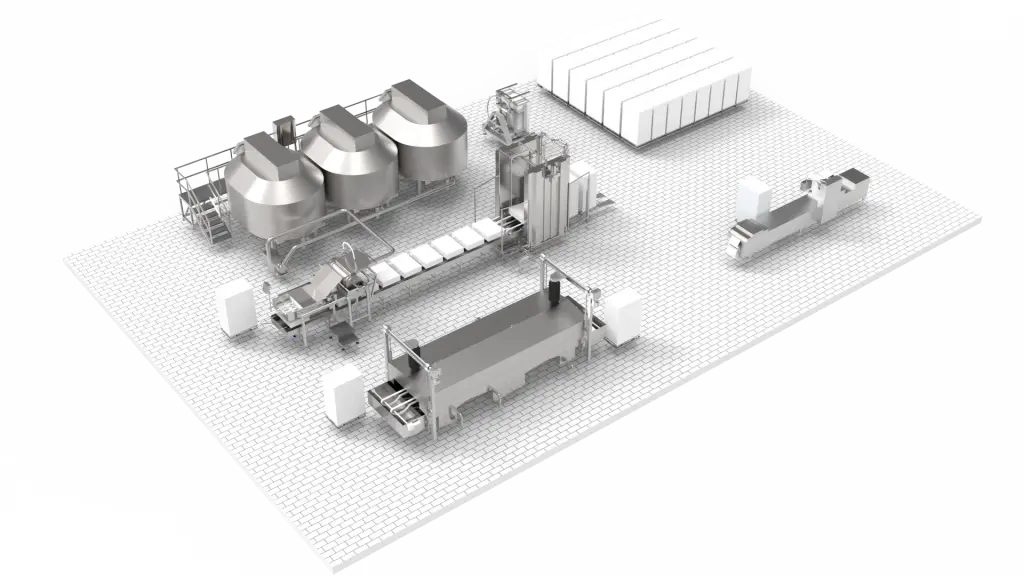 Image of a complete system for the industrial production of Twarog cheese.