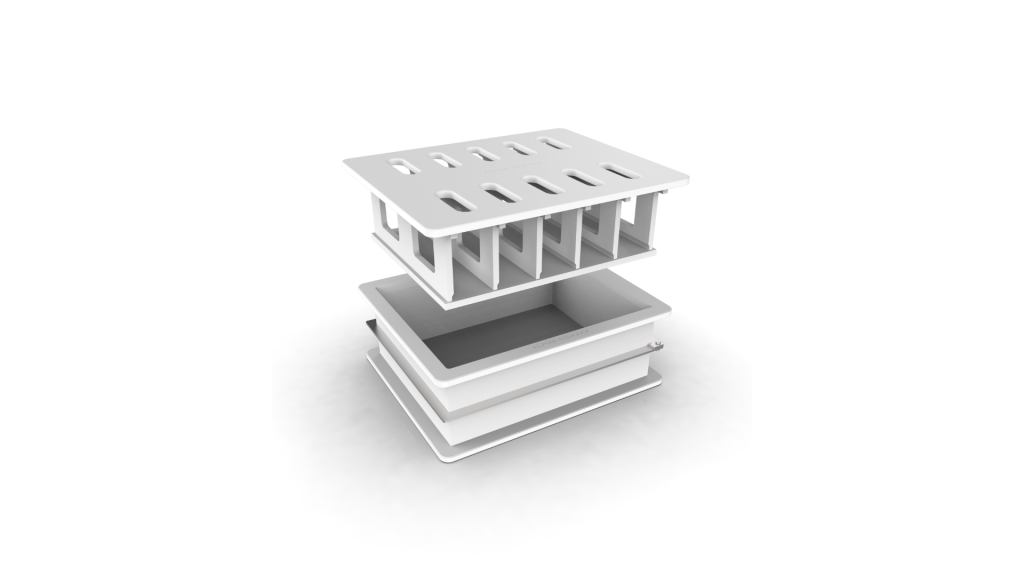 Molding material for cheese production: product-specific plastic mold for optimal whey drainage and acidification of cheese. Precision design for consistent cheese quality.